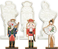 Flycalf Nutcracker Cookie Cutters Set of 3 Christmas with 3D Stamper Holiday Baking Accessories Cutter Molds Gifts for Kids Decorative Party 3.5" Kitchen Cake Supplies