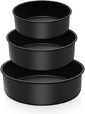 E-far Deep Cake Pan Set of 3 (6/8/9½ Inch), Nonstick Stainless Steel Round Cake Pans Tins for Baking Layer Wedding Cakes, Stainless Steel Core & Nontoxic Coating, Deep & Straight Side