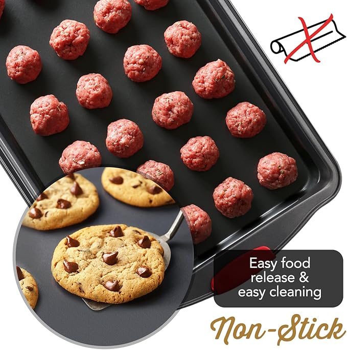 Eatex Nonstick Bakeware Set, 15-Piece with Muffin Pan, Cake Pan & Cookie Sheets for Baking, Steel Baking Sheets for Oven with Kitchen Utensils - Black