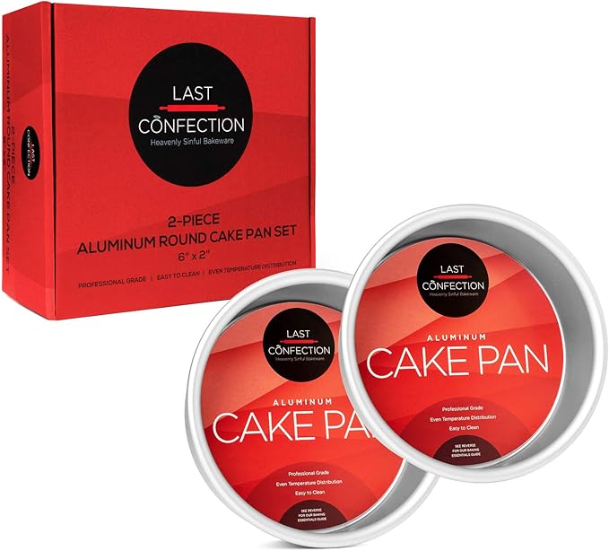 LAST CONFECTION 2-Piece Round Cake Pan Set - 6" x 2" Deep Aluminum Pans