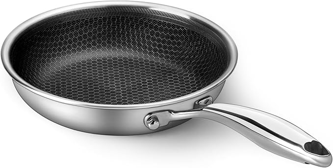 Innerwell Stainless Steel Frying Pan 8 Inch Nonstick Honeycomb Coatings Skillet for Eggs & Omelettes-Non Toxic Healthy Kitchen Cooking Pan Compatible with All Cooktops