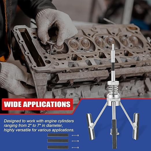 Engine Cylinder Hone Adjustable Deglazer Set for Grinding Holes from 2" to 7" in Diameter, Adjustable Brake Piston Honing Tools with Extra 3-Piece 3" Long Stones 220 Grit (3")