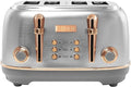 Haden Heritage 4 Slice Wide Slot Stainless Steel Toaster with Adjustable Browning Control & Non-Slip Feet, Steel & Copper