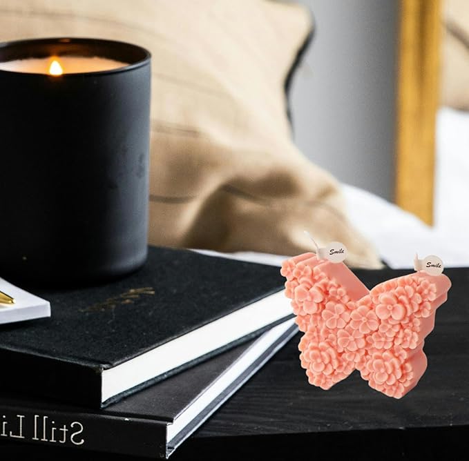 2 Pack Flower Butterfly Candle Mold, Floral Silicone Mold, Animal Plant Resin Mold for Soap Soy Wax Epoxy DIY Handcraft Home Ornaments Wedding Party Home Decoration
