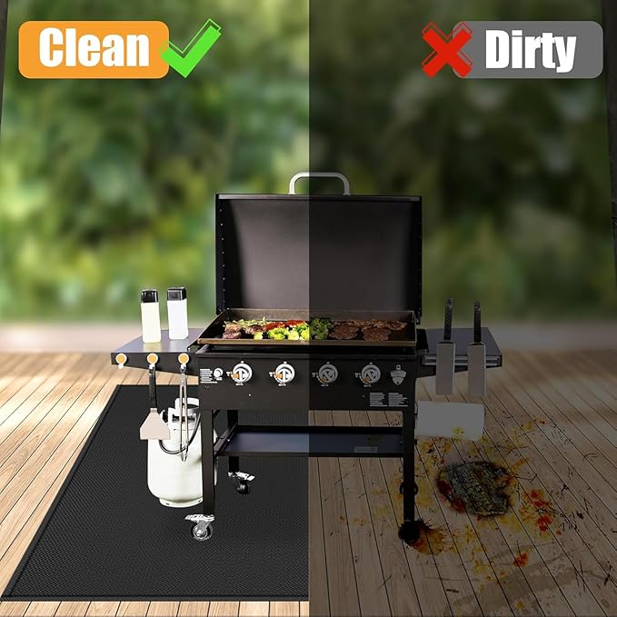 80 ×48 inches Under Grill Mat for Outdoor Grill/ Fireproof Grill Pad for Fire Pit, Double-Sided Indoor Fireplace Mat Fire Pit Mat, Oil-Proof Waterproof BBQ Grilling Mats Pads for Deck Patio Gas Grills
