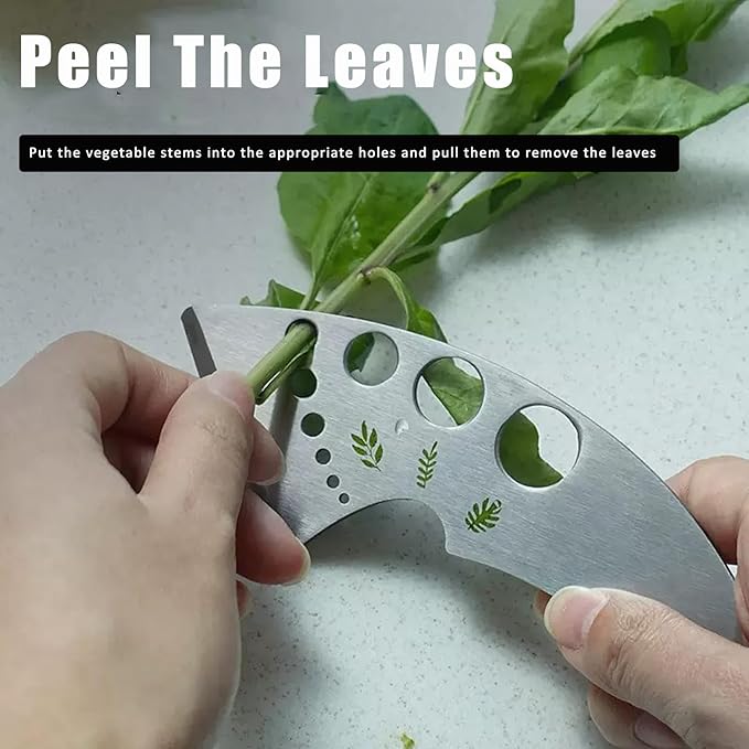 Herb Stripper 9 Holes, Stainless Steel Kitchen Herb Stripping Tool Loose Leaf Kale Razor Metal Leaf Pealer for Kale, Chard, Collard Greens, Thyme, Rosemary, Basil (2Pcs)