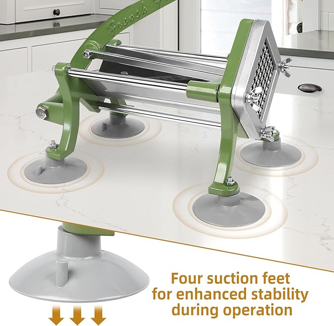 French Fry Cutter Commercial Potato Slicer with Suction Feet Complete Set, Includes 1/4", 3/8",1/2"