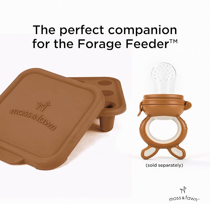 Moss and Fawn Ice Cube Tray - Forage Feeder Freezer & Teething Popsicle Mold for Breast Milk, Formula, Bone Broth, Purees, & Baby Food - BPA, Lead, & PVC-Free - Foliage