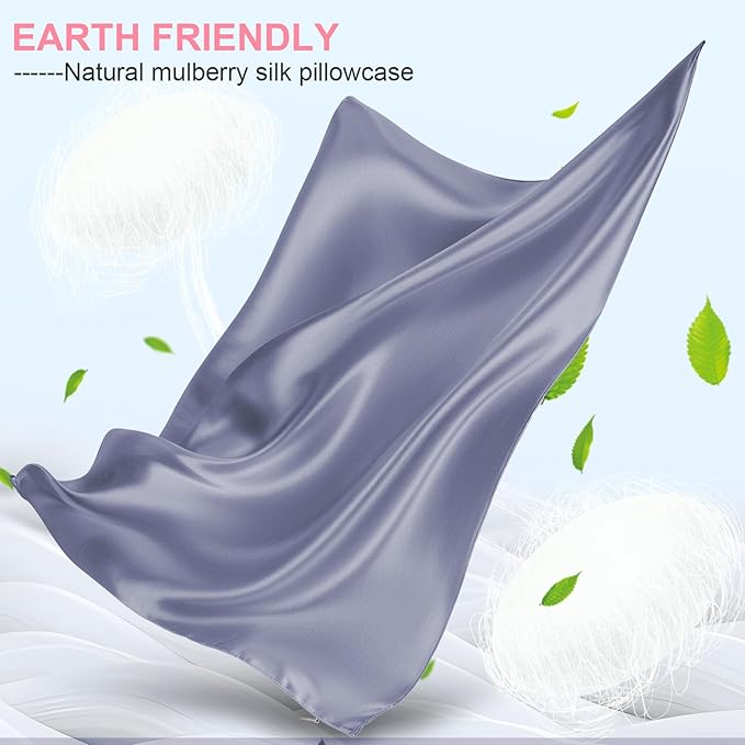 Mulberry Silk Pillow Cases 2 Pack Queen Size 20x30 Inches with Hidden Zipper, Ultra Smooth and Soft Breathable Cooling Silk Satin Pillowcase Set of 2, Better for Hair and Skin, Gifts for Women Men