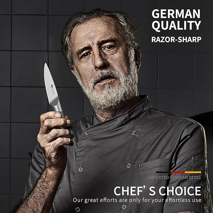 MAD SHARK Paring Knife 3.5 inch Paring Knives, Small Kitchen Knife, Ultra Sharp German Stainless Steel Vegetable Knives, Ergonomic Handle Design