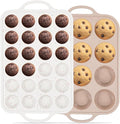 Vinino 2Packs Silicone Muffin Pans for Baking with Metal Reinforced Frame, 12 Cups Regular and 24 Cups Mini Nonstick Cupcake Pan, BPA Free Oven Dishwasher Safe Baking Mold for Muffins Cupcakes