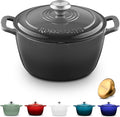 Signature Enameled Cast Iron Dutch Oven, Non-Stick Serving Pot with Tight Fitting Lid for Perfect Roasting, Baking, Sauteing, and Bread Making | 10Q (9.5L) - Oyster Grey