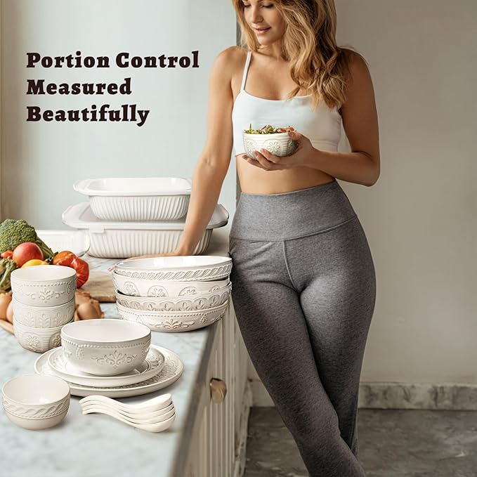 Artena Small Bowls Set of 4, 12 oz Ceramic Embossment Dessert Bowls, white Bowl for Kitchen, Ice Cream, Side Dishes, Rice, Cereal, Fruit, 4.5 Inch, Microwave & Dishwasher Safe, Multiple Patterns