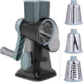Kaishun Cheese Grater Rotary Grater Sredder Stainless Steel with Vacuum Suction Base Madonline Multi Functional Kitchen Tool Perfect for Easy Shredding and Slicing ((Clear) BlackCyan)