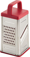 Rachael Ray Tools and Gadgets Stainless Steel Box Grater for Vegetables, Chocolate, Hard Cheeses, and more, Red(9.43 x 8.84 x 8.06 inches)