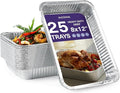MATANA 8x12 Aluminum Pans Foil Trays (25 Pack) Cooking, Roasting, Baking, Cakes, Bread, Chafer, Crawfish, Lasagna Trays, Party