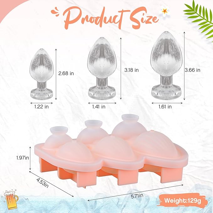 Hoolerry Ice Cube Molds Cube Trays Fun Shapes Silicone Ice Ball Maker with Lid for Whiskey Cocktails Juice Drinks Beverage Crafting Accessories White Elephant Gifting(Skin Color,Multi-size)