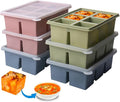 1/2 Cup Silicone Freezer Tray With Lid,Silicone Freezer Molds 6-Pack For meal prep & freezing of various sauces and other dishes, makes 36 perfect 1/2 cup portions cubes (Multicolor 6 Pack)