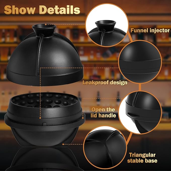 6 Pack 3D Golf Ball Ice Cube Mold 2.5 Inch Large Silicone Round Ice Cube Molds Novelty Golf Ball Gifts Stuff for Cocktails, Bourbon,Brandy, Whiskey Gifts for Men and Women(6, Golf Ball)