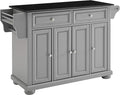 Crosley Furniture Alexandria Granite Top Rolling Kitchen Island Storage Cart, Microwave Stand, Spice Rack, Gray