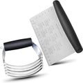 ALLTOP Stainless Steel Bench Scraper and Pastry Blender Cutter Set, Efficient Multipurpose Kitchen Baking Essential Tool with Comfortable Grip Handle-Perfect for Nut, Pie and Dough Processing - Black
