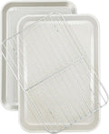 Nonstick 13”x 9” Baking Sheet with Wire Rack, 2-Pack Carbon Steel Quarter Cookie Sheets for Oven, Oven Safe 450°F, Non Warping, Dishwasher Safe, Gift for Baking and Sheet Pans Dinners