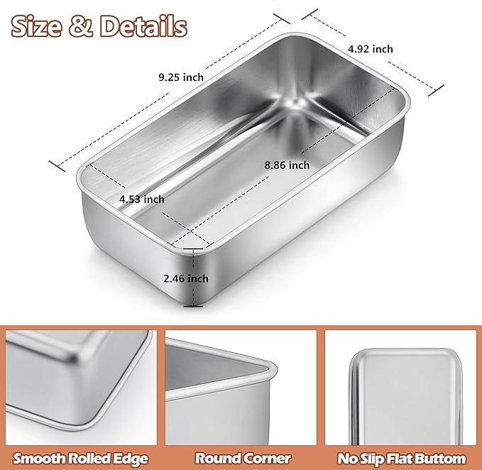LIANYU 20 Pack Loaf Pans for Baking Bread, 9x5 Inch Bread Baking Pans, Stainless Steel Loaf Tin for Meatloaf, Banana Sourdough, Dishwasher Safe