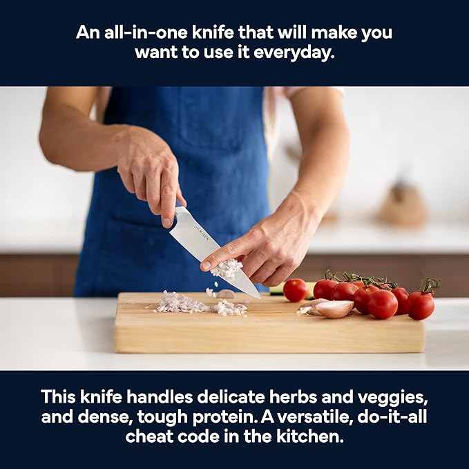 Misen 8" Chef Knife – High Carbon Japanese AUS-10 Stainless Steel – Hybrid German & Japanese Blade – Precision Kitchen Knife for Professionals & Home Cooks – Ultimate Cutting Performance - Blue