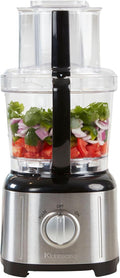 Kenmore 11 Cup Food Processor - Vegetable & Fruit Salad Cutter, Multifunctional, Chopper, Clicer, Mincer, Puree, Grater, Blades, Shredder, Compact Stainless Steel Kitchen Appliances, 500 W Black
