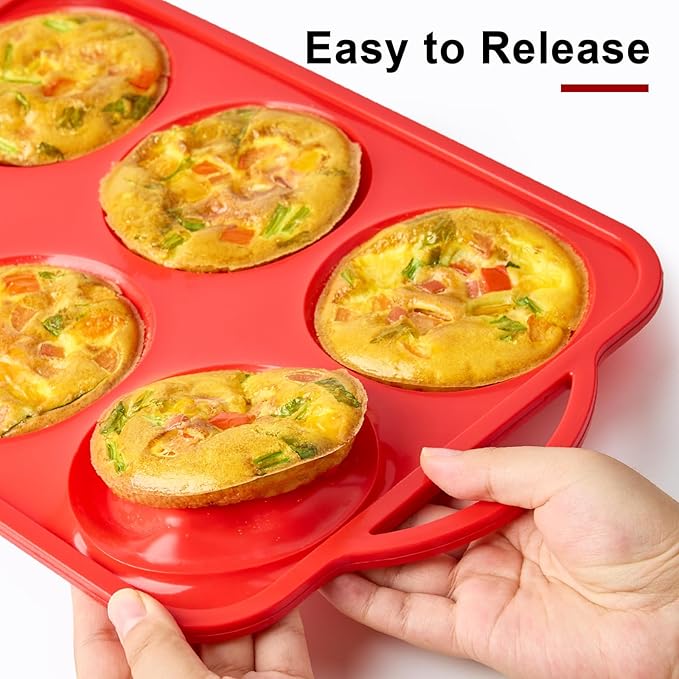 4 Inch Silicone Egg Mold for Breakfast Sandwiches with Metal Frame, Jumbo Size Muffin Top Pan, Silicone Egg Bite Baking Tray, BPA Free & Non-Stick