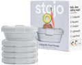 STOJO Collapsible Sandwich Box – 24oz, Reusable Food Storage Container, Silicone Bowl for Hot/Cold Food – Meal Prep, Lunch, Camping, Hiking – Dishwasher Safe (Set of 5, Cashmere)