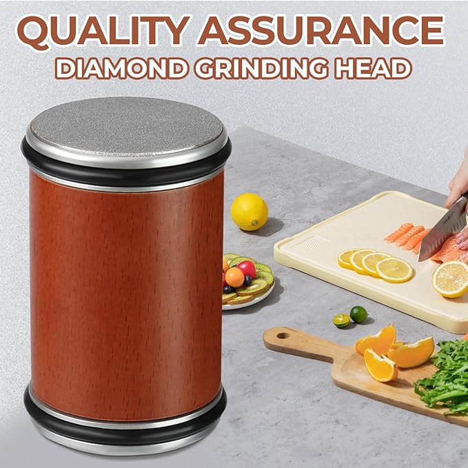 rolling knife sharpener, durable diamond grinding head, replacement grinding head, 15 degree and 20 degree sharpening bevel suitable for various kitchen knives
