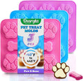 3Pcs Puppy Paw & Bone Silicone Molds - Non-Stick Candy Mold, Reusable Ice Cube Molds for Frozen Dog Treats, Chocolate, Jelly, Biscuit - Food Grade 2-in-1 Dog Treat Mold for Baking and Freezing