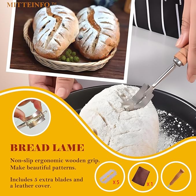Banneton Bread Proofing Basket Set (9" Round + 10" Oval) with Sourdough Bread Baking Supplies | complete Artisan Baking Tools & Natural Rattan Supplies | All-in-One Gift Set