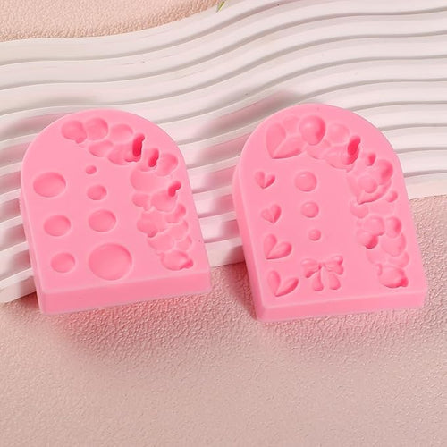 2 Pcs Hemisphere Pearl Bubble Fondant Molds, Bow 3D Chocolate Ball Silicone Mold, Home Baking Lace Cake Border Candy Mold for Sugar Craft, Gum, Clay, Resin