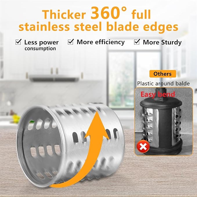 Slicer Shredder Attachment for KitchenAid Mixers, Stainless Steel Cheese Grater Salad Maker Accessories with 3 Cutting Blades,Dishwasher Safe!