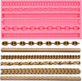 Chain and Rope Pattern Silicone Mold, 6 Designs, Pink Fondant Decorating Tool