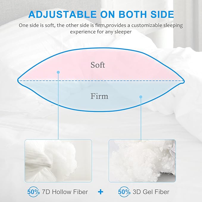 EIUE Hotel Collection Bed Pillows for Sleeping 2 Pack Standard Size，Pillows for Side and Back Sleepers,Super Soft Down Alternative Microfiber Filled Pillows,20 x 26 Inches