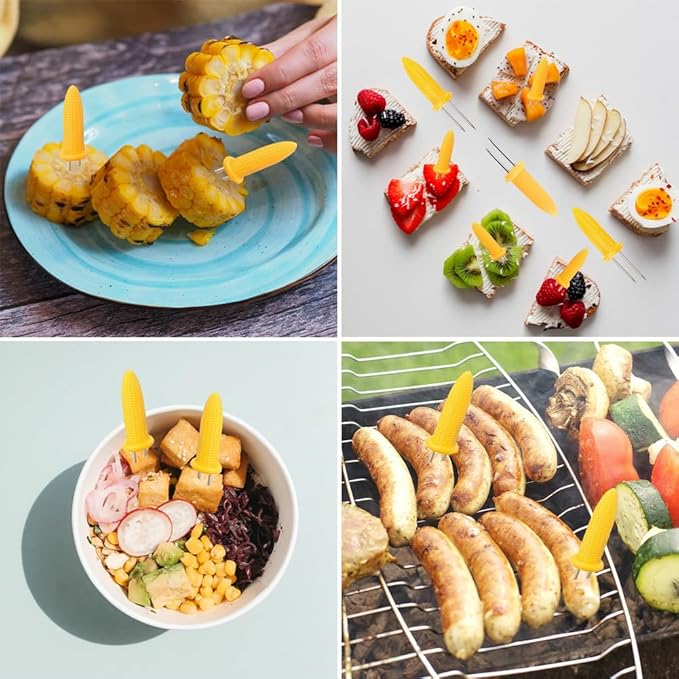 20 Pack 3.54 Inch Large Corn Holders, Stainless Steel Corn on The Cob Holders, Corn on The Grill, Corn on The Cob Skewers with Storage Box for Outdoor BBQ Cooking, A-005