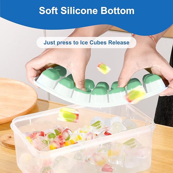 Ice Cube Tray, Ice Cube Trays for Freezer 4 Pack with Lids, Ice Tray Easy-Release, Ice Trays for Freezer Stackable, Silicone Ice Cube Tray for Drinks, Coffee - BPA-Free and Odor-Free