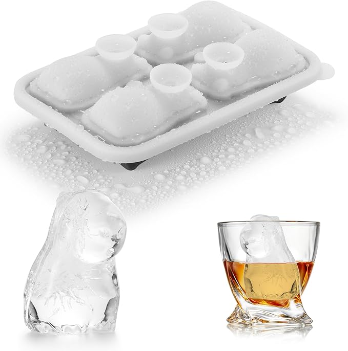 Capybara Ice Cube Tray Fun Shapes, Odd Novelty Cute Capybara Gifts Stuff, 2.2" Large Silicone Whiskey Ice Mold for Cocktails,Bourbon,Brandy, w/Funne