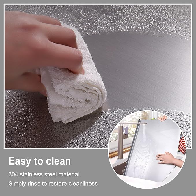304 Stainless Steel Cutting Board – Stainless Steel Kitchen Chopping Boards Non-Slip, Dishwasher Safe – Ideal for Meat, Vegetables, Fruits, Bread & Baking – Commercial & Home Use (27.5 * 19.6in)