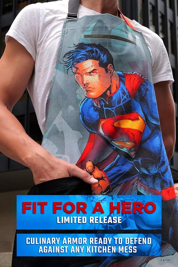 Dalstrong Chef Kitchen Apron - DC Superman™ Man of Steel Edition - Premium Cotton & Nylon Straps - 2 Pockets - Steel Hangloops-Unique Size Fit for All - Stain Resistant