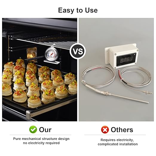 Stainless Steel Oven Thermometer for Electric/Gas Oven, Kitchen Cooking Grill Smoker Thermometer(50-300°C/100-600°F) (2)