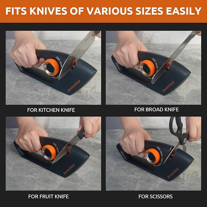 5 in 1 Adjustable Knife Sharpener, Premium Handheld Kitchen Knife Sharpeners Help Repair, Restore, Polish Blades Sharpening Tool Works for Pocket Knife Chefs & Serrated & Bread Knife, Scissors