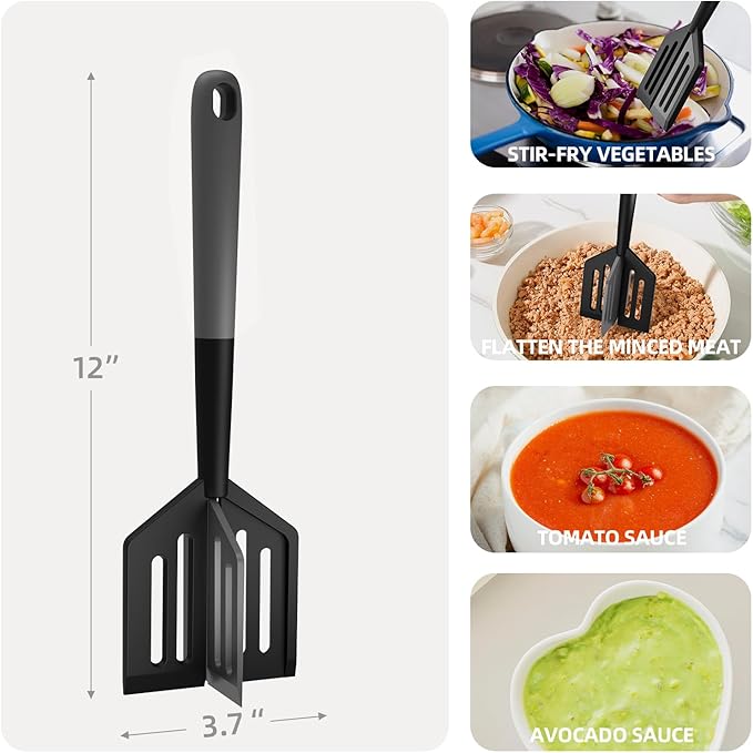 Meat Chopper, Heat Resistant Meat Masher for Hamburger, Ground Beef Smasher, Non Stick Mix Ground Chopper, Mix and Chop Potato Masher Tool 2in1 Twist Design