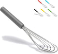 Flat Whisk Silicone Handle Non Slip 10" - 5 Wires Whisk with 10 Heads for Kitchen Cooking by Jell-Cell (Grey)