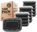 Freshware Meal Prep Containers [150 Pack] 1 Compartment with Lids, Food Storage Containers, Bento Box, BPA Free, Stackable, Microwave/Dishwasher/Freezer Safe (16 oz),Black