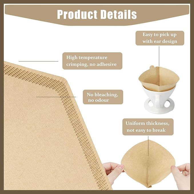 250 Count #4 Coffee Filter 8-12 cup, Disposable Cone Coffee Filters For Pour Over and Drip Coffee Maker