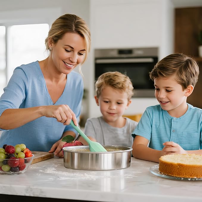 7 Inch Round Cake Pans Set of 3, Nonstick Stainless Steel Baking Pans Set with 100PCS Parchment Papers, Heavy Duty Durable Birthday Wedding Circle Layer Cake Pans Sets for Baking, Dishwasher Safe